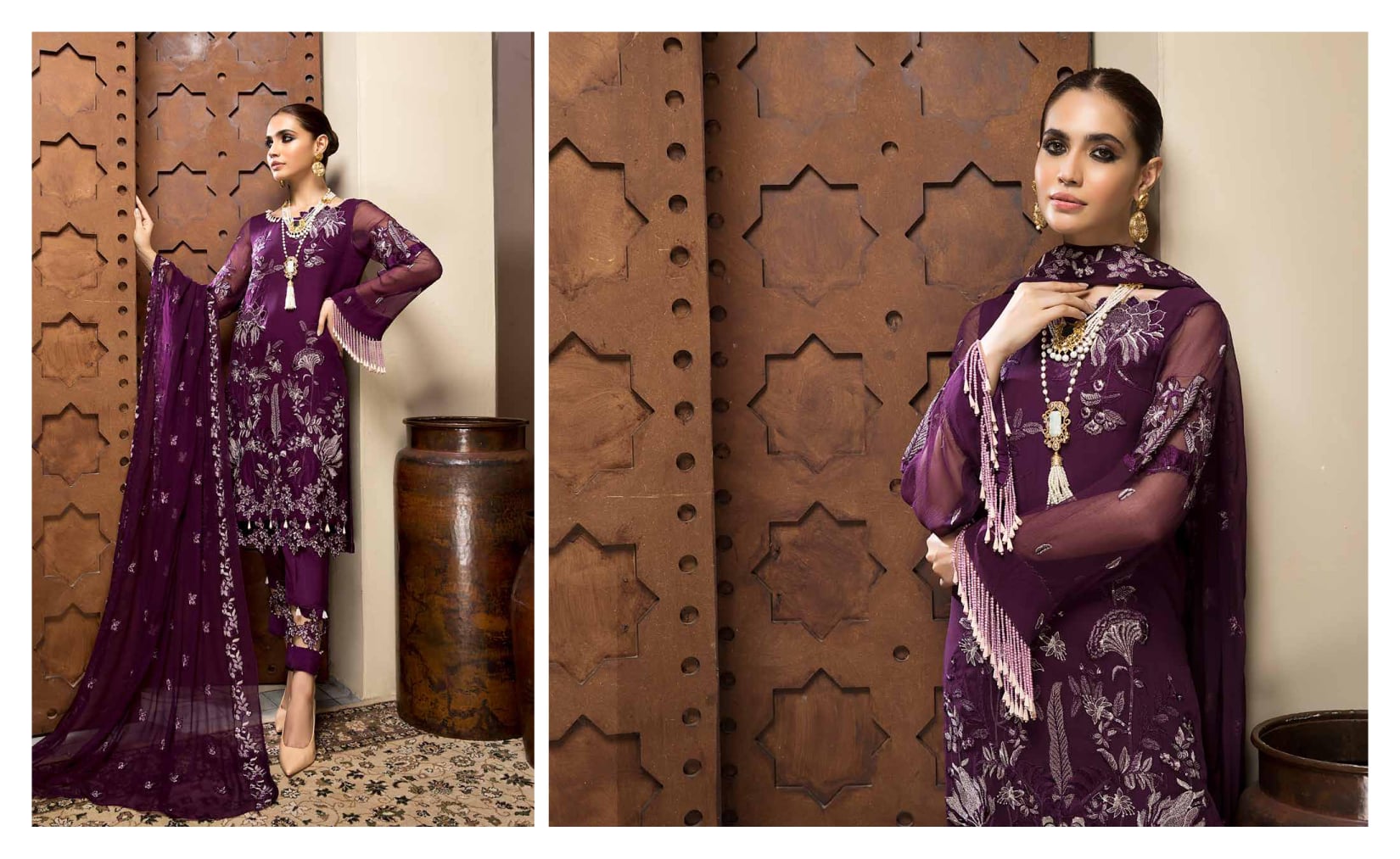 Charizma Unstitched Embroidered Chiffon Chimmer Collection 2021 – Vol 6