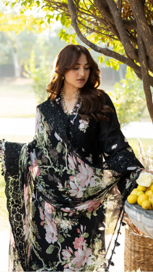 ELAF PREMIUM LUXURY LAWN ELY-2B MIDNIGHT BLOSSOM
