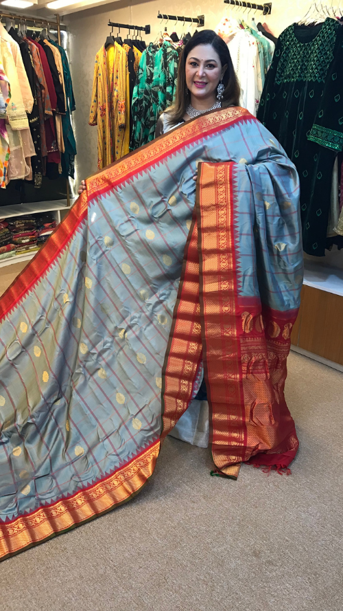 8 ORGINAL HAND LOOM PURE SILK GADOWAL SHAREE GD-05