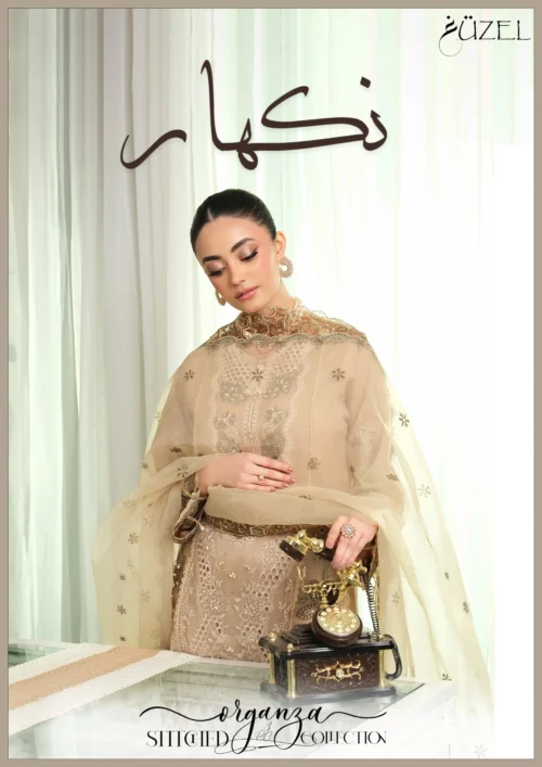 GUZEL ORGANZA STITCHED 3PC COLLECTION Alira - Nikhaar