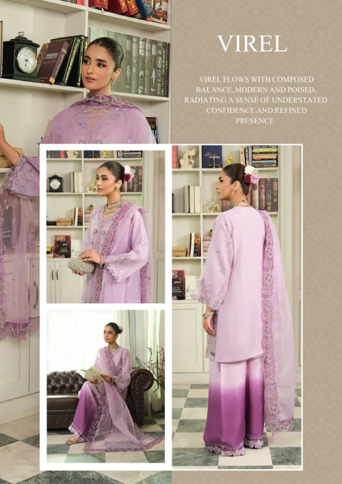 GUZEL ORGANZA STITCHED 3PC COLLECTION Virel - Nikhaar