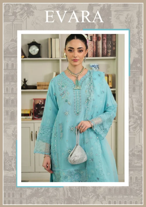 GUZEL ORGANZA STITCHED 3PC COLLECTION  Evara - Nikhaar