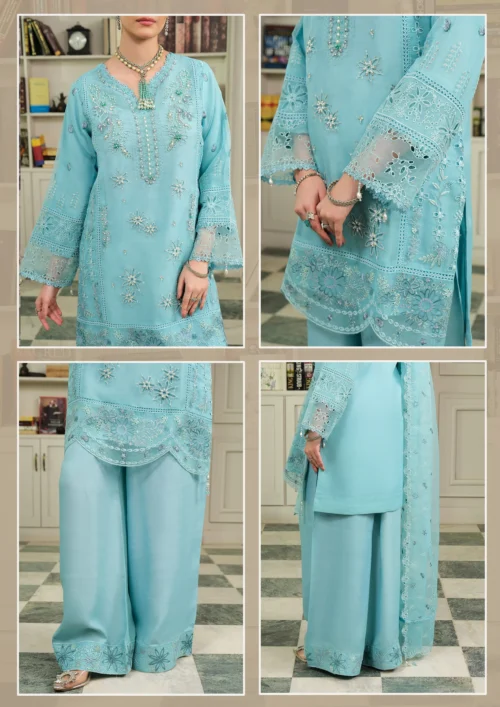 GUZEL ORGANZA STITCHED 3PC COLLECTION  Evara - Nikhaar