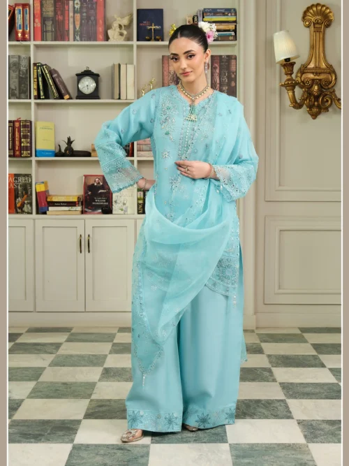 GUZEL ORGANZA STITCHED 3PC COLLECTION  Evara - Nikhaar