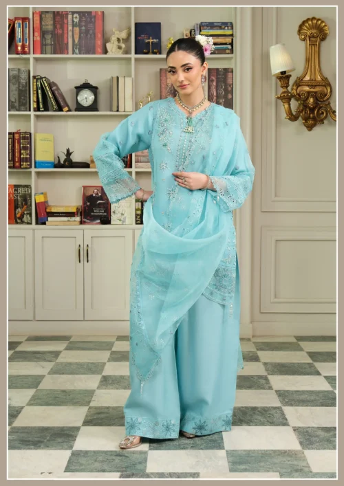 GUZEL ORGANZA STITCHED 3PC COLLECTION  Evara - Nikhaar