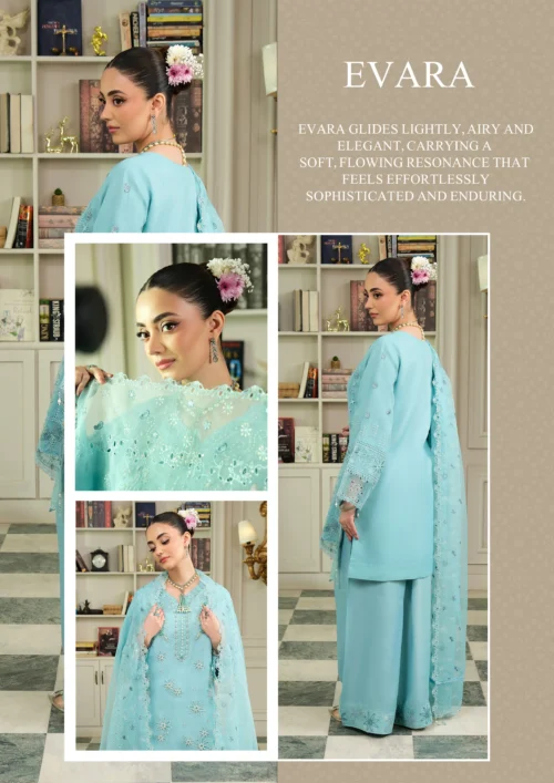 GUZEL ORGANZA STITCHED 3PC COLLECTION  Evara - Nikhaar