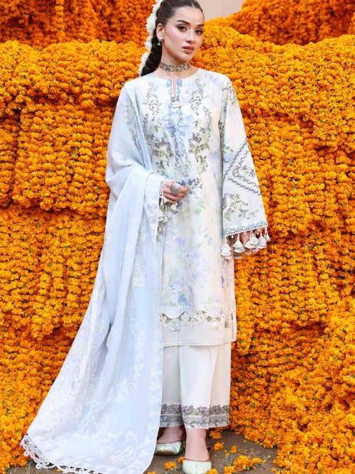 10 (2) LILAC WHISPER-3PC PRINTED & EMBROIDERED