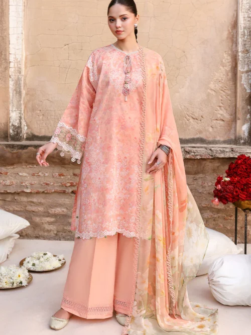 14A (2) MUTED BLUSH-3PC PRINTED LAWN SUIT