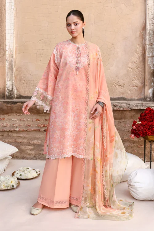 14A (2) MUTED BLUSH-3PC PRINTED LAWN SUIT