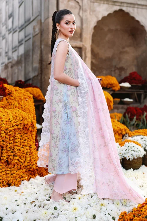 18A (4) ROSE VEIL-3PC PRINTED LAWN SUIT