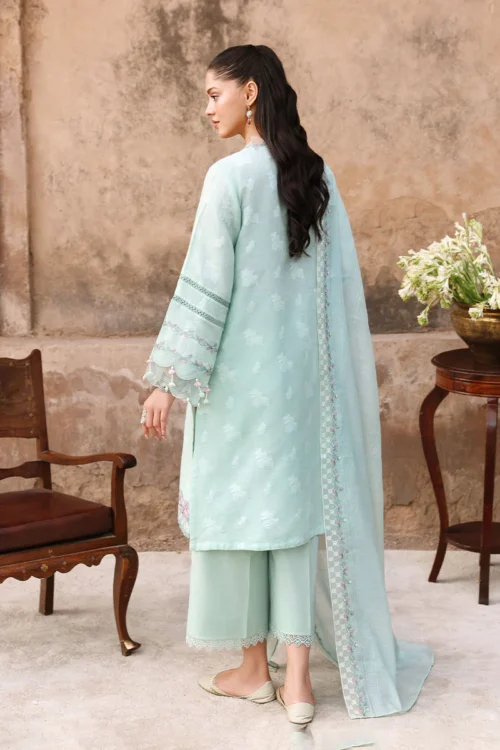 25A (1) MISTY MINT-3PC EMBROIDERED LAWN SUI