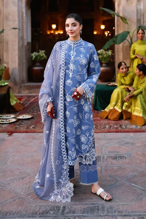 3A (2) ETHNIC BLUE-3PC EMBROIDERED LAWN SUIT